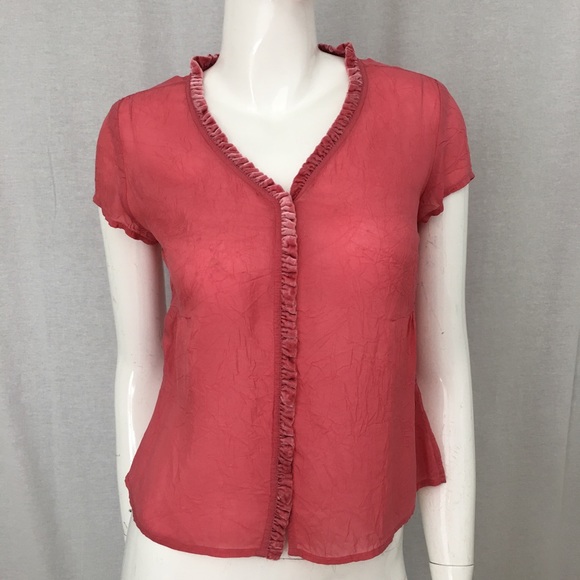 SOLD XS J. Jill Button Down Short Sleeve Sheer Top - Picture 8 of 8